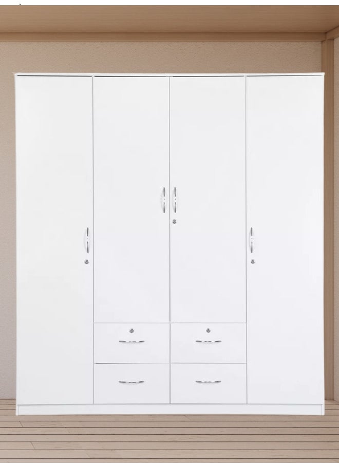 SULSHA - 4 Door Wooden Wardrobe Cabinet Cupboard Engineered Wood Perfect Modern Stylish Heavy Duty - Image 1