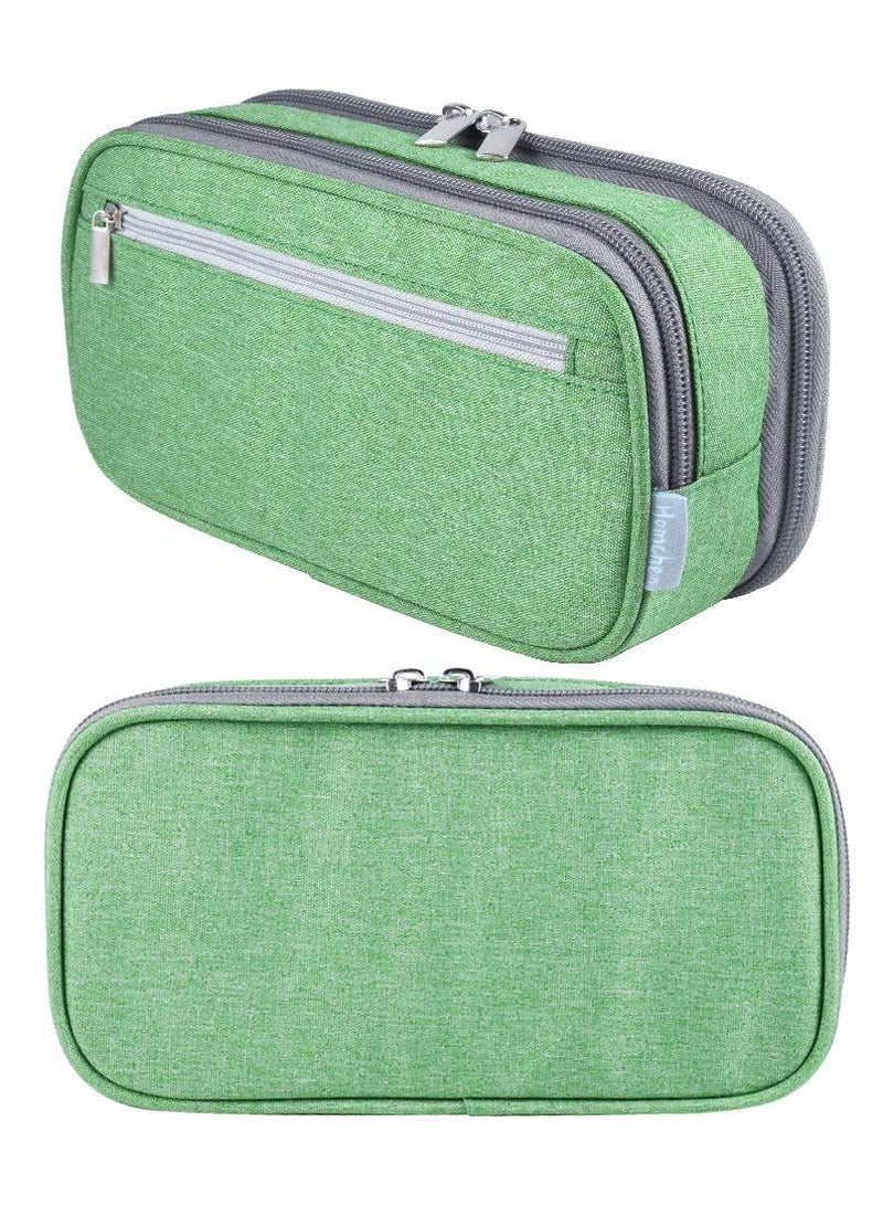 SYOSI Pencil Case, Large Capacity Pencil Bag Pouch Pen Case Pencil Marker Holder Stationery Organizer with Multi Zipper Compartments for Boys Girls Middle High School Adults and OfficeGreen - Image 4