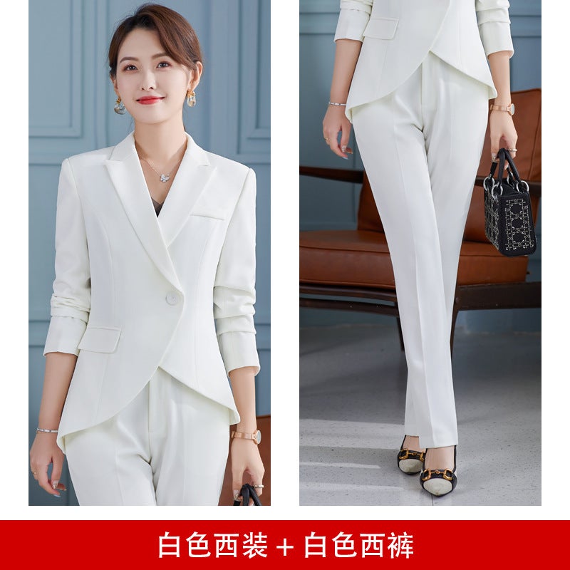 White Suit Womens Autumn Korean Fashion Presidents Small Suit Jacket Professional Wear Temperament Goddess Fan Work Clothes Red trousers - Image 5