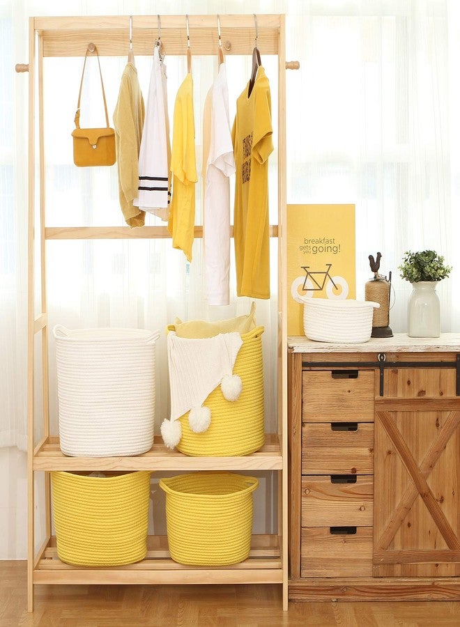 Sea Team 2-Pack Oval Cotton Rope Woven Storage Basket with Handles, Diaper Caddy, Nursery Nappies Organizer, Baby Shower Basket for Kid's Room, 14.2 x 9 x 11.4 Inches (Medium Size, Yellow) - Image 2