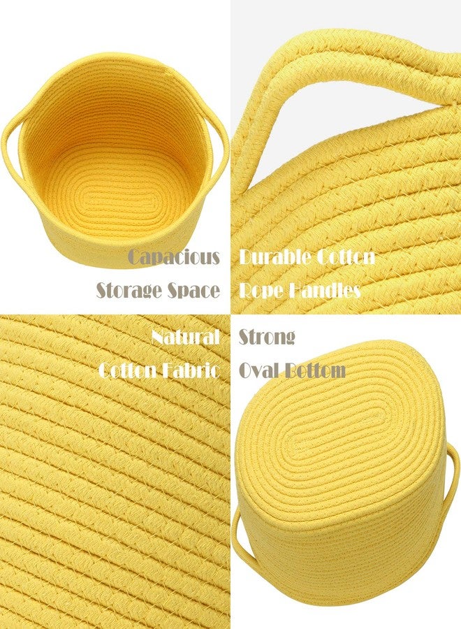 Sea Team 2-Pack Oval Cotton Rope Woven Storage Basket with Handles, Diaper Caddy, Nursery Nappies Organizer, Baby Shower Basket for Kid's Room, 14.2 x 9 x 11.4 Inches (Medium Size, Yellow) - Image 5