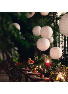 بيوينتي Paper Lanterns, Chinese, Japanese Paper Lanterns, 10Pcs White Decorative Hanging Round Paper Lanterns Lamp for Birthday, Wedding, , Bridal Shower, Home Decor, Party(Size of 4”, 6”, 8”, 10”)  - Image 4
