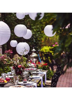 بيوينتي Paper Lanterns, Chinese, Japanese Paper Lanterns, 10Pcs White Decorative Hanging Round Paper Lanterns Lamp for Birthday, Wedding, , Bridal Shower, Home Decor, Party(Size of 4”, 6”, 8”, 10”)  - Image 5