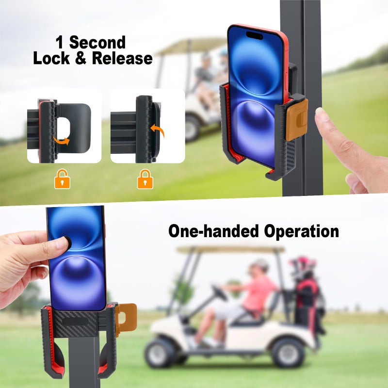 Haxmuti Magnetic Golf Cart Phone Holder, 8 N52 Strong Magnetic Base, Fits EZGO, Club Car, Yamaha, Golf Cart Phone Mount for iPhone, Samsung & Smartphones, Golf Cart Accessories for Men Women, Red - Image 5