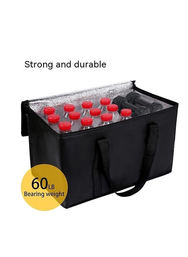 Set of 2 Large Insulated Reusable Grocery Bags with Sturdy Zipper and Handles, Foldable Washable Heavy Duty Cooler Totes（It is a refrigerated bag that does not contain the contents inside）