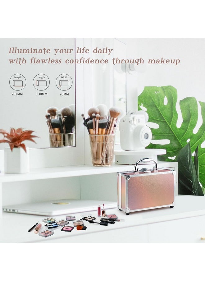 COLOR NYMPH - Beginner Makeup Kits For Teens With Train Case Included Full Makeup Kit Eyeshadow Palette Blushes Bronzer Highlighter Lipstick Brushes Mirror（Gold） - Image 1