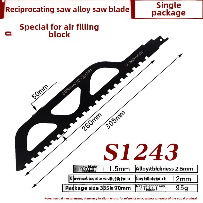 Reciprocating Saw Saber Saw Blade Alloy Saw Blade Air Block Cutting Red Brick Stone Electric Saw Cutting Machine(S1243) - Image 1