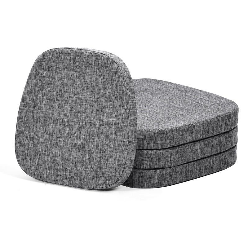 baibu Set of 4 Metal Chair Cushions with Ties 14In NonSlip Metal Dining Chair Pads Kitchen Seat Cushion with Machine Washable Cover 14x14x15in Grey