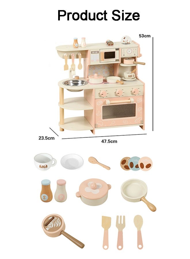 JSAITOYS Wooden Play Kitchen Coffee Machine Stove Educational Kid Puzzle Toy - Image 2