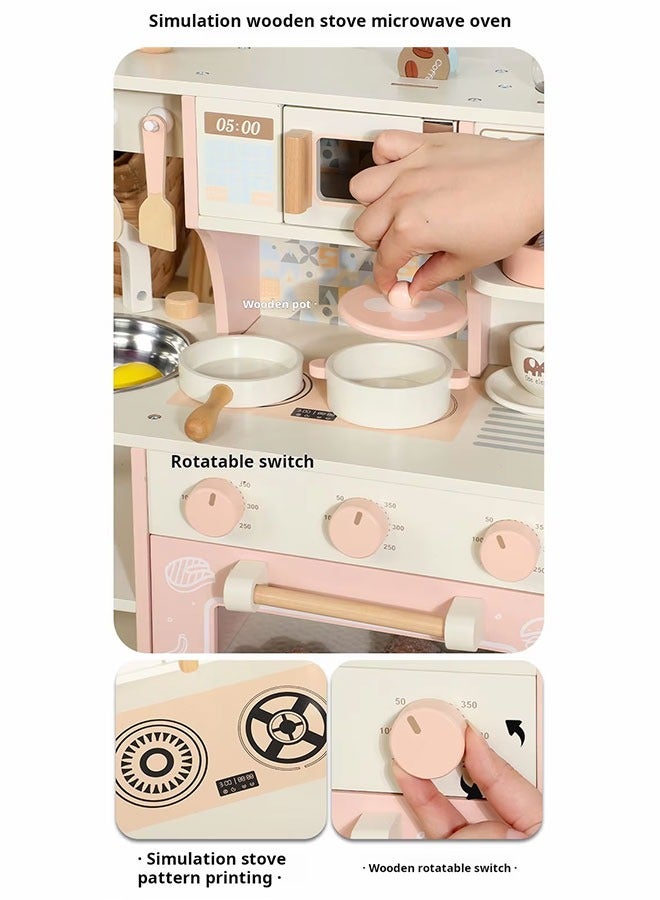 JSAITOYS Wooden Play Kitchen Coffee Machine Stove Educational Kid Puzzle Toy - Image 5