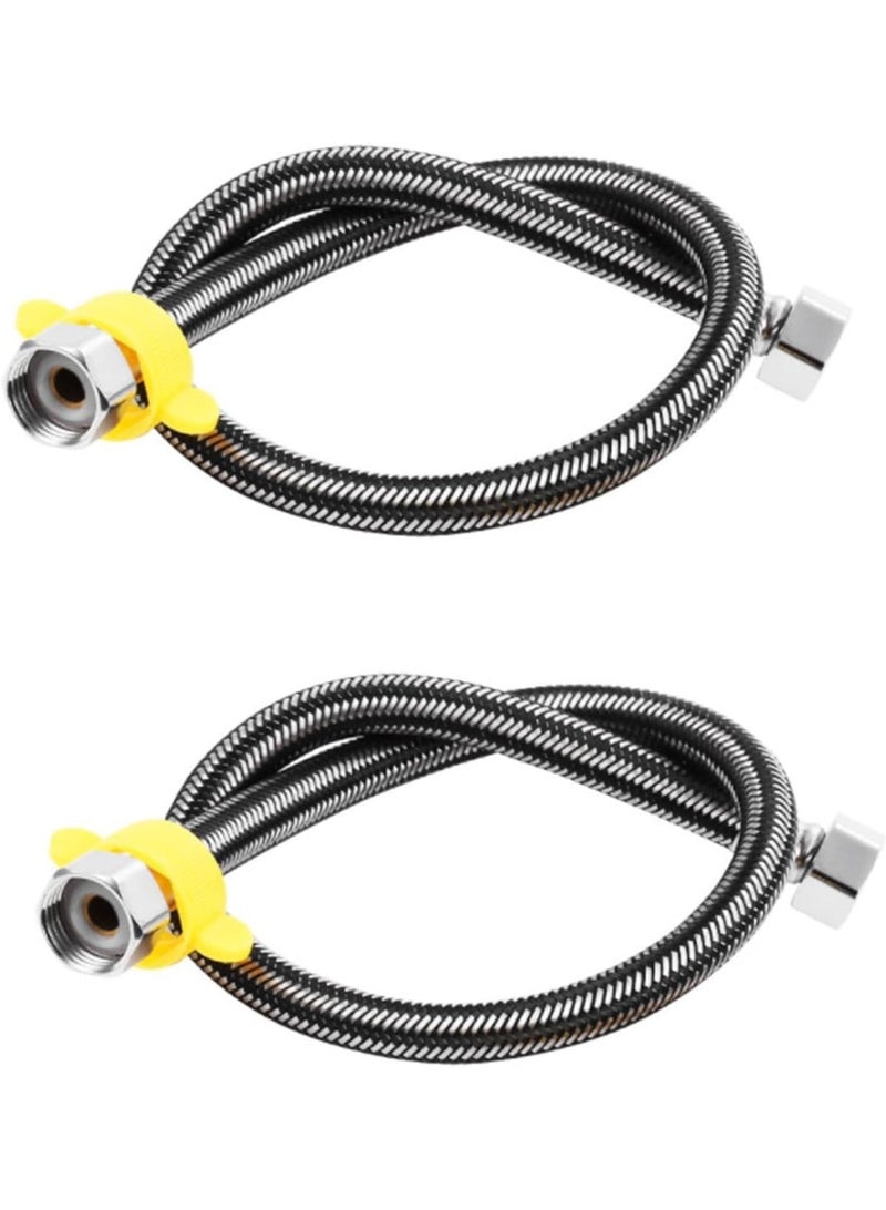 Rubik Flexible Braided Hose G1/2" Connector, 2 Pack 40cm Stainless Steel Hot & Cold Plumbing Pipe for Water Heater Toilet Seat Kitchen Bathroom Washbasin (Black) - Image 1