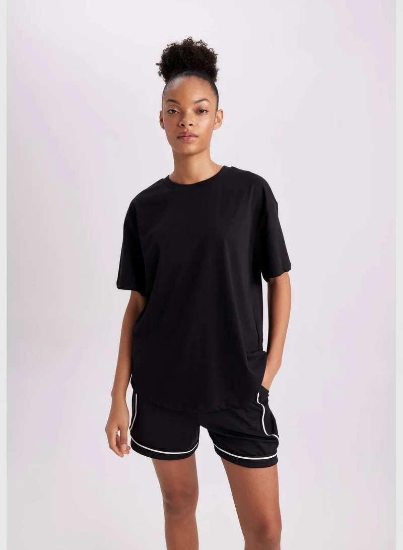 DeFacto Woman Oversize Fit Crew Neck Knitted Short Sleeve T-Shirt