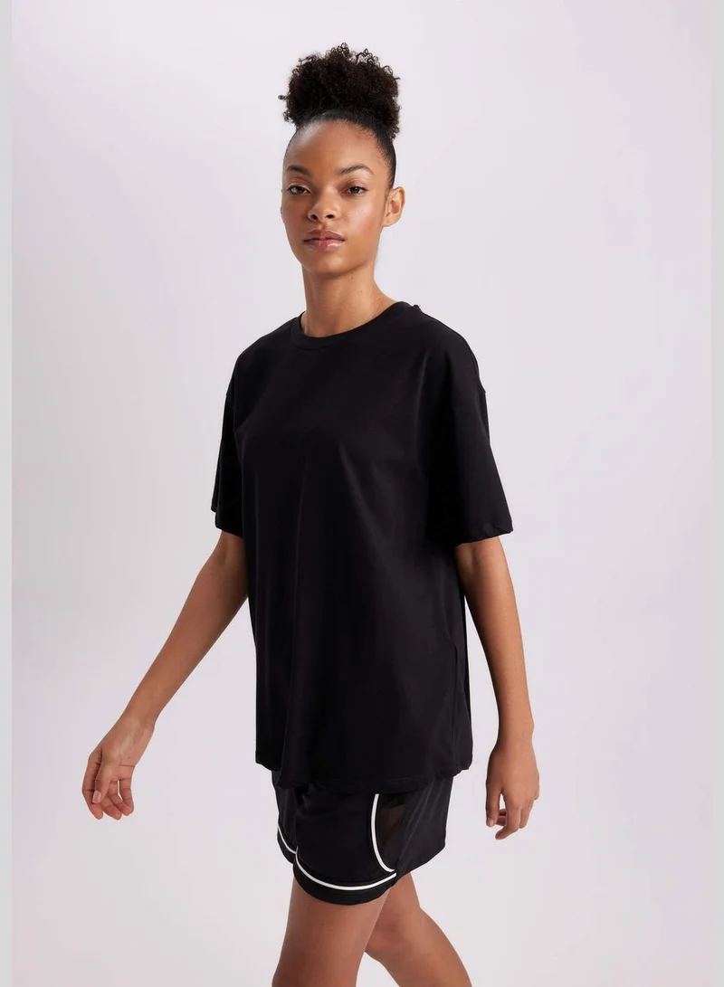 DeFacto Woman Oversize Fit Crew Neck Knitted Short Sleeve T-Shirt