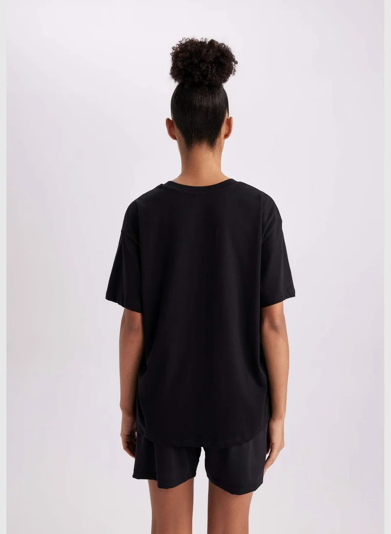 DeFacto Woman Oversize Fit Crew Neck Knitted Short Sleeve T-Shirt