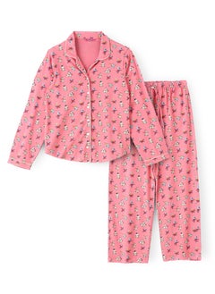 LAPEL COLLAR TOP AND PAJAMA SET