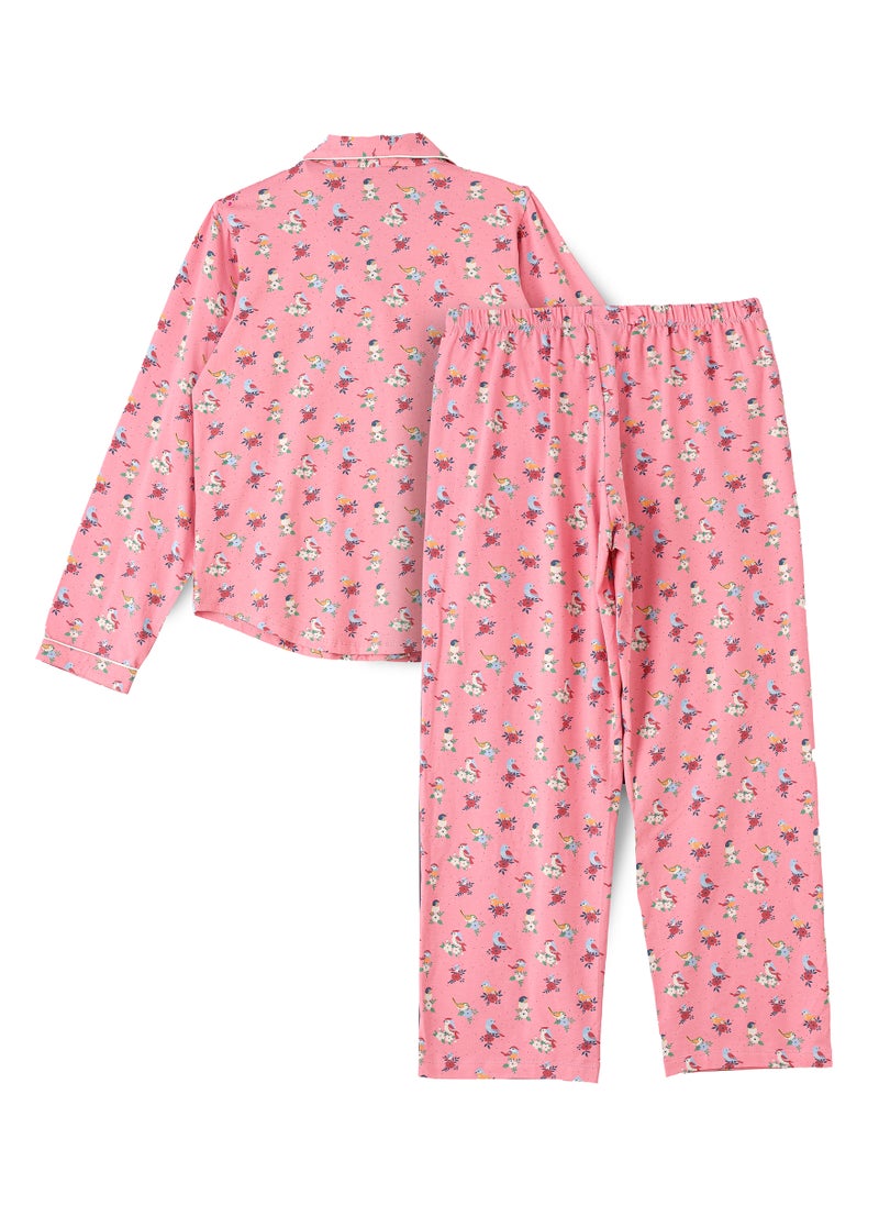 Lacy Dreams - LAPEL COLLAR TOP AND PAJAMA SET - Image 1
