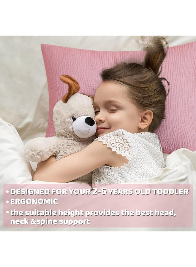 Pro Goleem Toddler Pillow with Muslin Pillow Case, Pink - Image 3