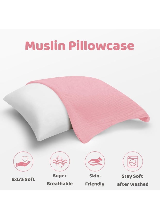Pro Goleem Toddler Pillow with Muslin Pillow Case, Pink - Image 2