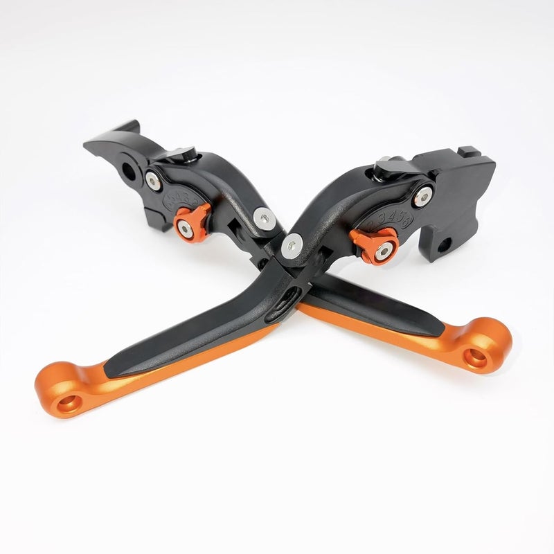 قابلة للتوافق مع KTM Duke 125 200 250 390 RC125 RC200 RC390 ذراع الفرامل وذراع القابض CNC ألومنيوم قابلة للتمديد والتعديل (أسود برتقالي) - Image 3