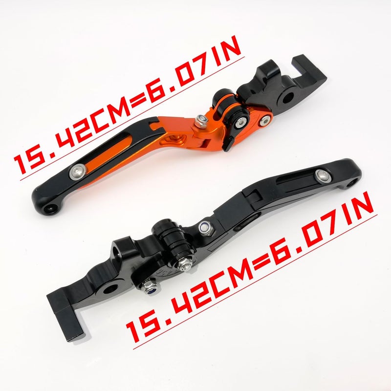 قابلة للتوافق مع KTM Duke 125 200 250 390 RC125 RC200 RC390 ذراع الفرامل وذراع القابض CNC ألومنيوم قابلة للتمديد والتعديل (أسود برتقالي) - Image 4