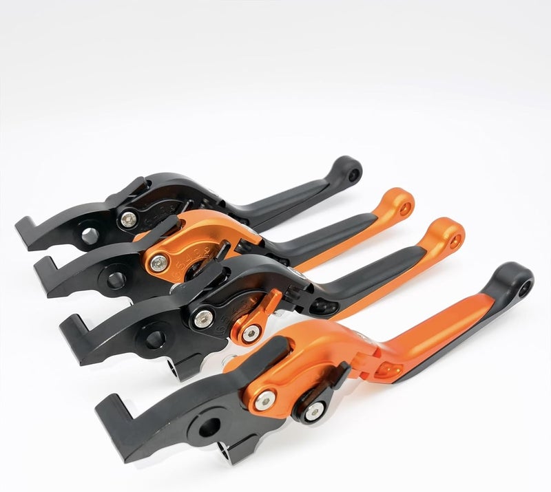 قابلة للتوافق مع KTM Duke 125 200 250 390 RC125 RC200 RC390 ذراع الفرامل وذراع القابض CNC ألومنيوم قابلة للتمديد والتعديل (أسود برتقالي) - Image 5