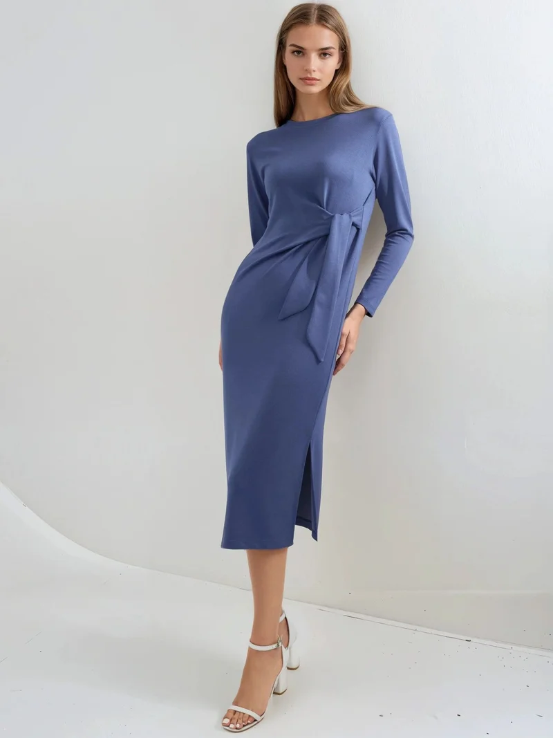 زوبعة فستان مودال بفتحة جانبية مجموعة بيرسان