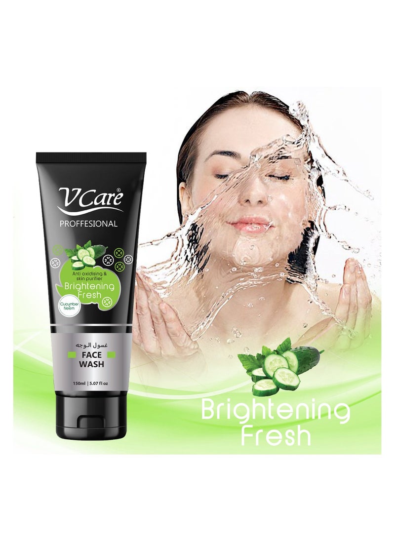 VCare - Vcare Professional Face Wash 150ml : Refreshing and Nourishing formula with Cucumber and Neem Extracts - Image 1