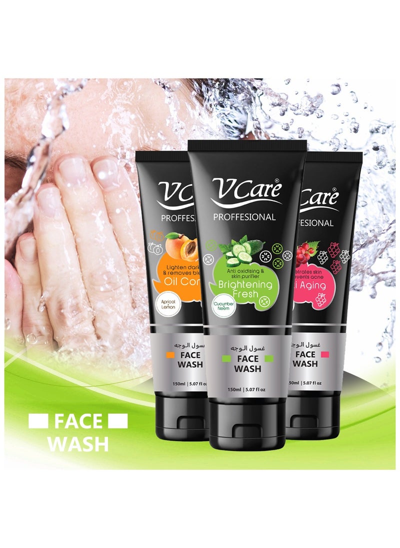 VCare - Vcare Professional Face Wash 150ml : Refreshing and Nourishing formula with Cucumber and Neem Extracts - Image 1