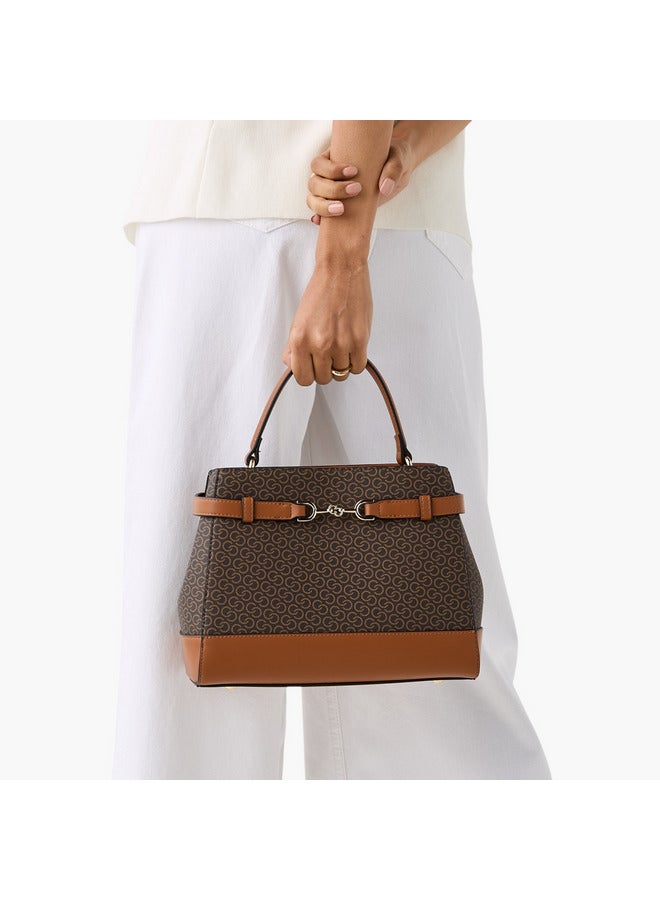 Celeste Women Monogram Print Shoulder Bag with Detachable Strap and Flap Closure  - Image 2
