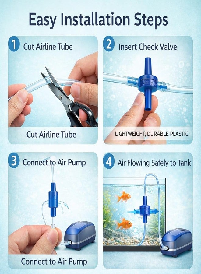 VAYINATO® 6 Pack (Blue) Aquarium Air Pump Check Valves | One-Way Non-Return Valves for 4mm Airline Tubing | Prevents Backflow & Protects Air Pump | Durable - Image 5