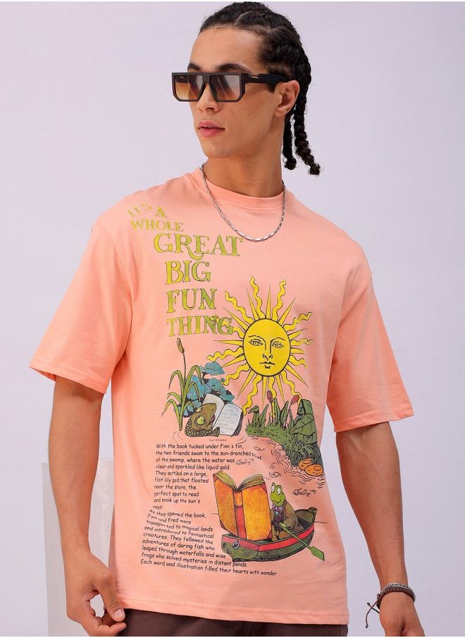 The Indian Garage Co Men Boxy Oversized Graphic Back Printed Round Neck Tshirt  - Image 1
