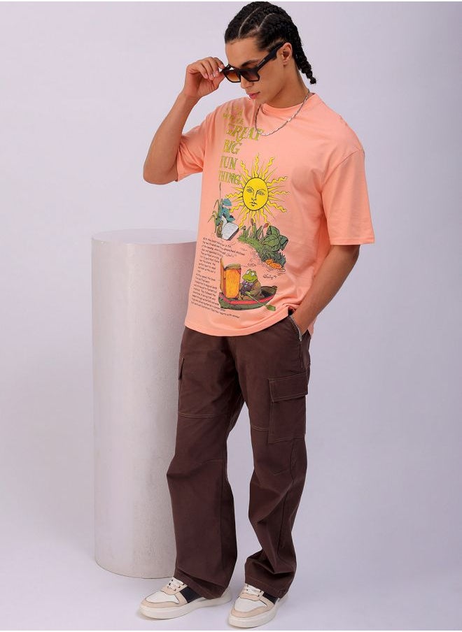 The Indian Garage Co - Men Boxy Oversized Graphic Back Printed Round Neck Tshirt - Image 1