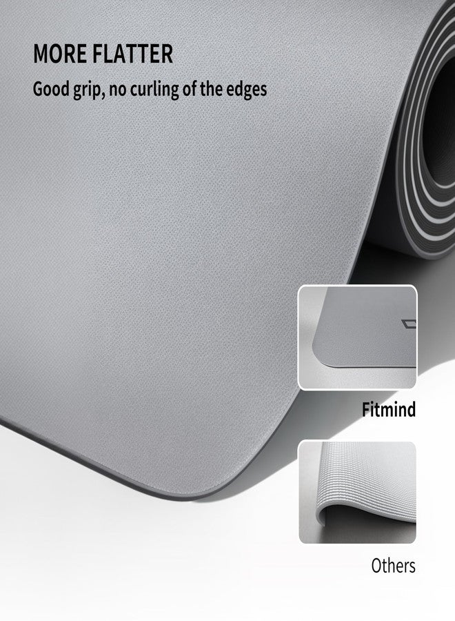 FITMIND Professional PU Rubber Yoga Mat, Double-Sided Non Slip Sweat Resistant Exercise Mat for Men Women, Comfortable Extra Long & Wide for Yoga, Pilates, Fitness, Home Gym, 72"×26.8"×0.18"(4.5mm)Thick - Image 4