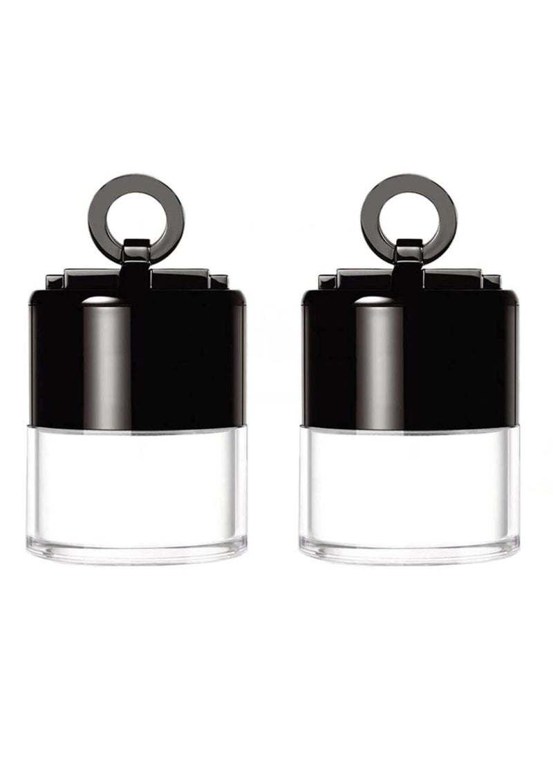 Happyupcity 2Pcs Black Plastic Refillable Loose Powder Box with Mushroom Powder Puff Cap and Sifter Face Powder Case Blusher Finishing Powder Jar Container for Makeup 