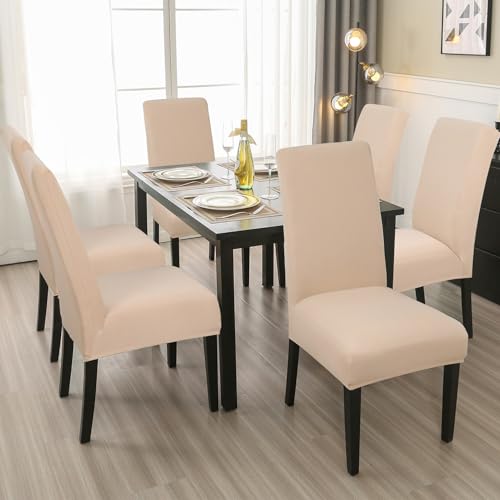 Keyroal Dining Room Chair Covers Set of 6, Stretch Solid Color Parsons Chair Slipcovers Spandex Removable Washable Kitchen Chair Protector Cover for Dining Room, Hotel, Ceremony - Image 2