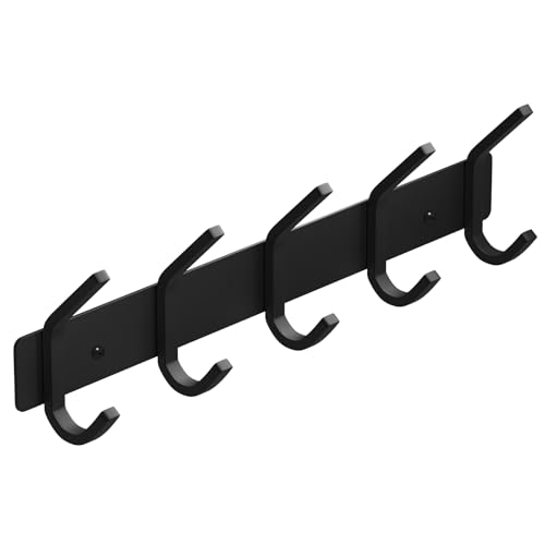VAEHOLD Wall Hooks, Heavy Duty Aluminum Towel Hooks for Hanging Coat, Hat, Key, Clothes, Closet Hook Wall Mount for Kitchen, Bathroom, Office (“C“ Shape Coat 5 Hooks 1 Pack) - Image 1