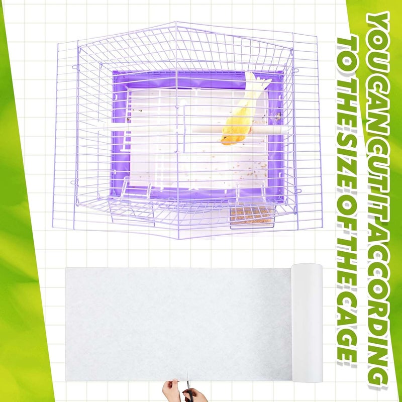 Drydiet 100 ft x 11 Inch Bird Cage Liner Disposable Cages Cushion Pad Mat Precut Absorbent Bird Cage Paper Large Parakeet Cage Liners Accessories for Pet Animal Bird Parrot (White) - Image 5