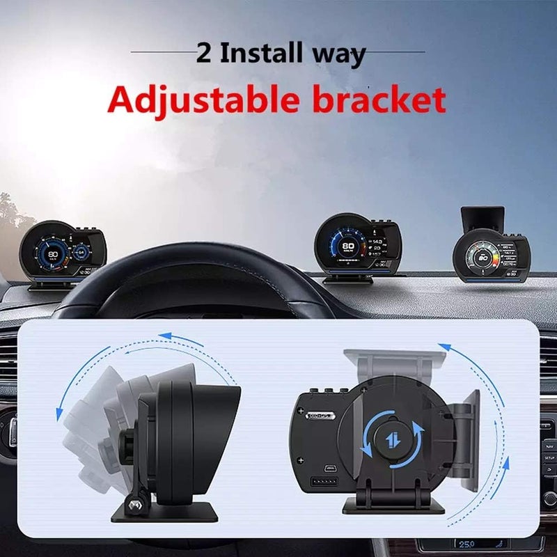 HUD Dual System Head Up Display OBD2 GPS Digital Speedometer - Image 2
