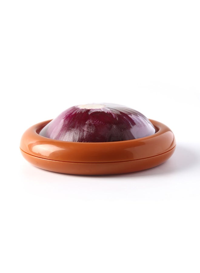 Refrigerator Half A Lemon Fresh-keeping Box Avocado Onion Tomato Garlic Vegetables Work Portable Anti-oxidation Sealed Box-Specifications:Brown-12.5*12.5*2.5cm  - Image 1