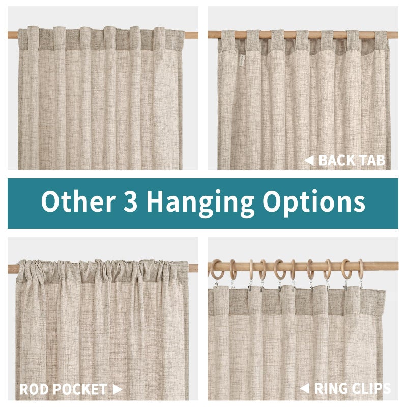 BGment Short Linen Curtains 45 Inch Length for Kitchen Cafe  Rod Pocket Small Window Drapes Light Filtering for Bathroom Bedroom Back Tab Decorative  2 Panels  34 Inch Wide Each Panel - Image 4