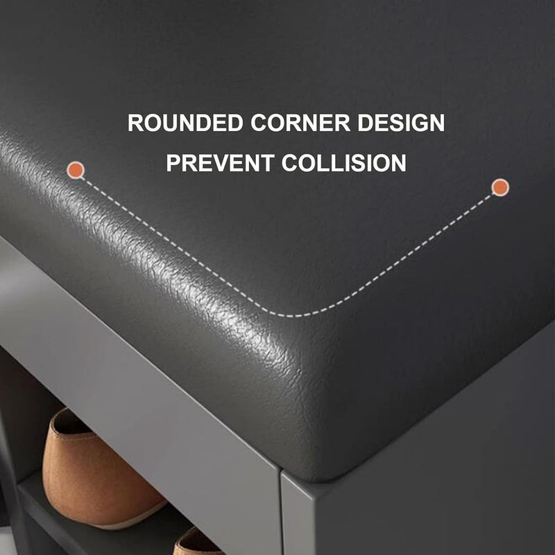 1st Shoe Storage Bench with Hidden Shoe Rack Leather Shoe Organizer Bench Modern Shoe Cabinet (60 * 30 * 50 Grey) - Image 5