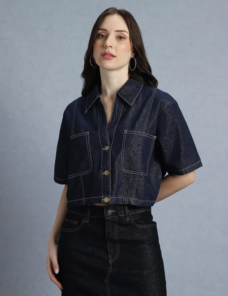 inkd  WOMEN'S DENIM CROP TOP|DARK KNIGHT| Women Apparel – Everyday Comfort Wear for Women | Best Price UAE
