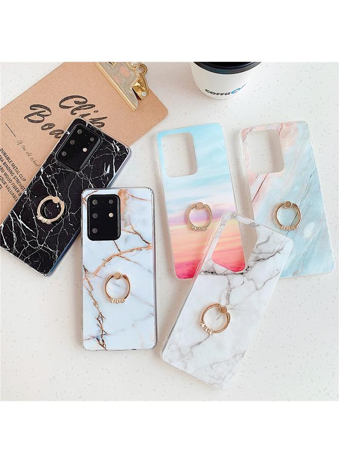S-TOP Case For Huawei P40 TPU Smooth Marble with Ring Metal Rhinestone Bracket Mobile Phone Protective Case - Image 3
