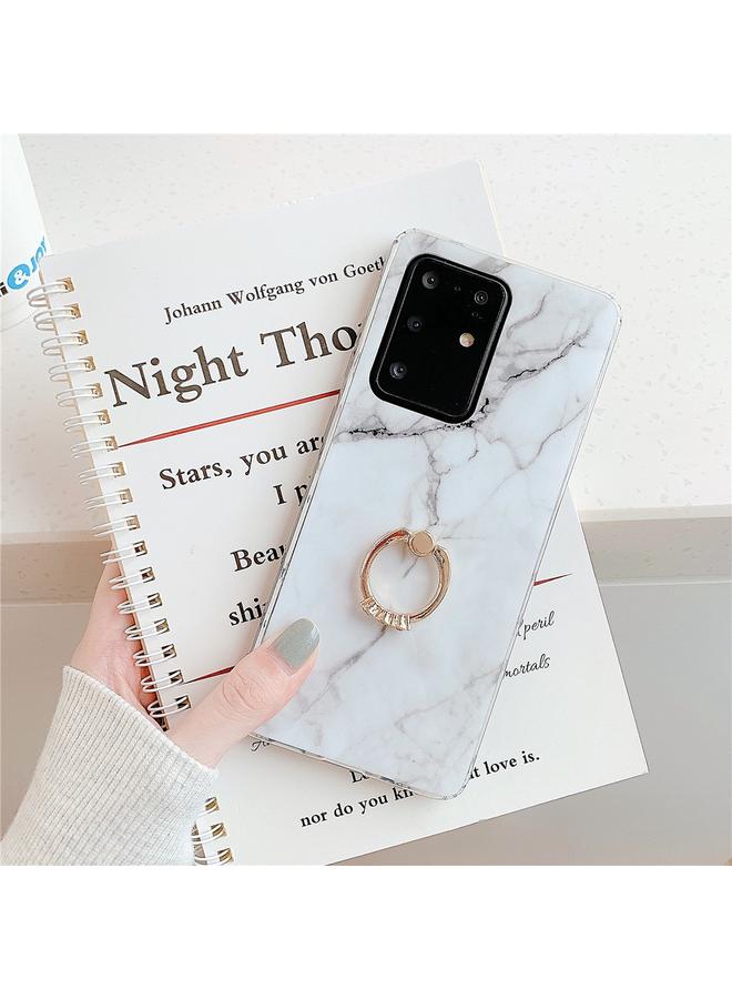 S-TOP Case For Huawei P40 TPU Smooth Marble with Ring Metal Rhinestone Bracket Mobile Phone Protective Case - Image 2
