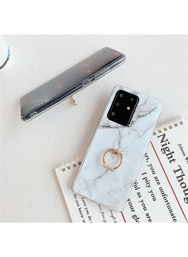 S-TOP Case For Huawei P40 TPU Smooth Marble with Ring Metal Rhinestone Bracket Mobile Phone Protective Case - Image 5