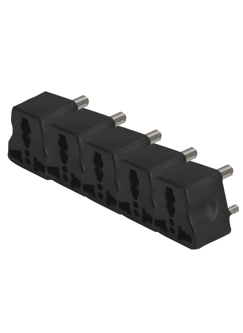 MX MX Universal 3 PIN Travel Adapter Type D India to USA UK China South Africa More Conversion Plug for Home and Official use Black Pack of 5  - Image 1