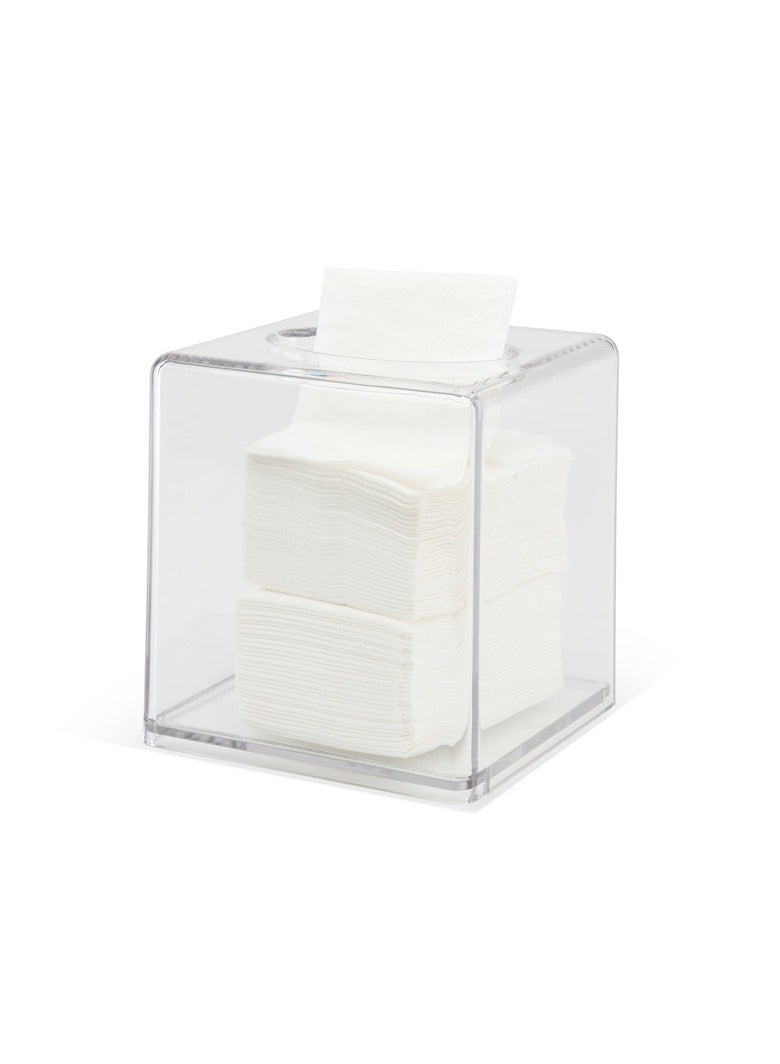 BLOOMING TIME Clear Acrylic Tissue Box Holder Square, Facial Tissue Cover Dispenser for Bathroom Office Desk Napkin Organizer - Image 1