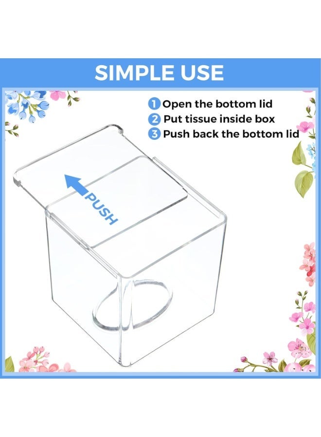 BLOOMING TIME Clear Acrylic Tissue Box Holder Square, Facial Tissue Cover Dispenser for Bathroom Office Desk Napkin Organizer - Image 5