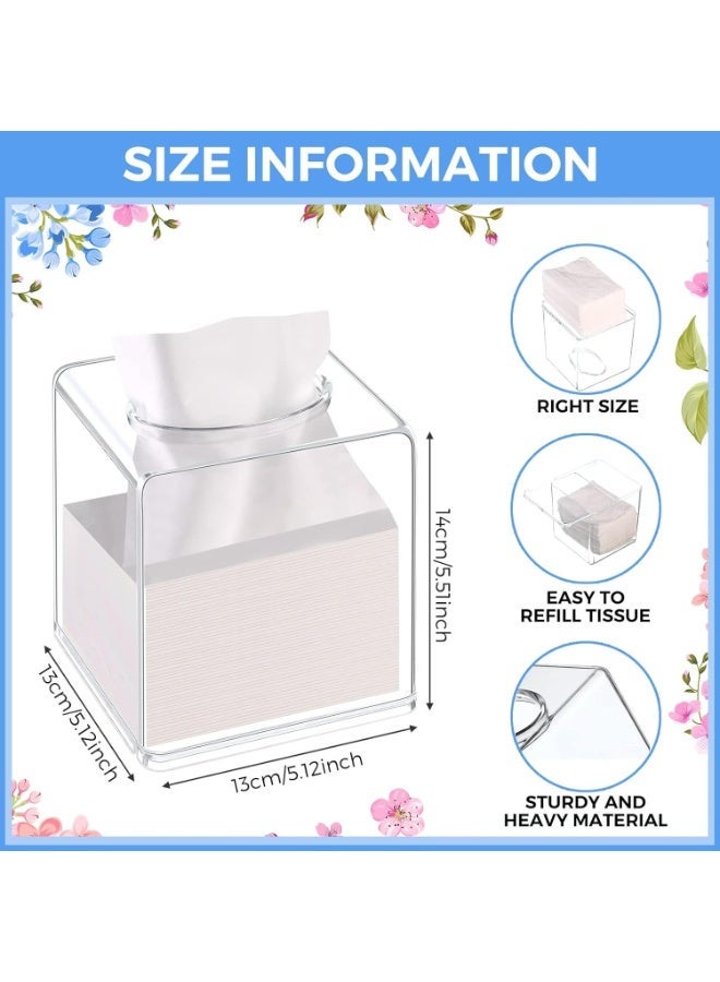 BLOOMING TIME Clear Acrylic Tissue Box Holder Square, Facial Tissue Cover Dispenser for Bathroom Office Desk Napkin Organizer - Image 4