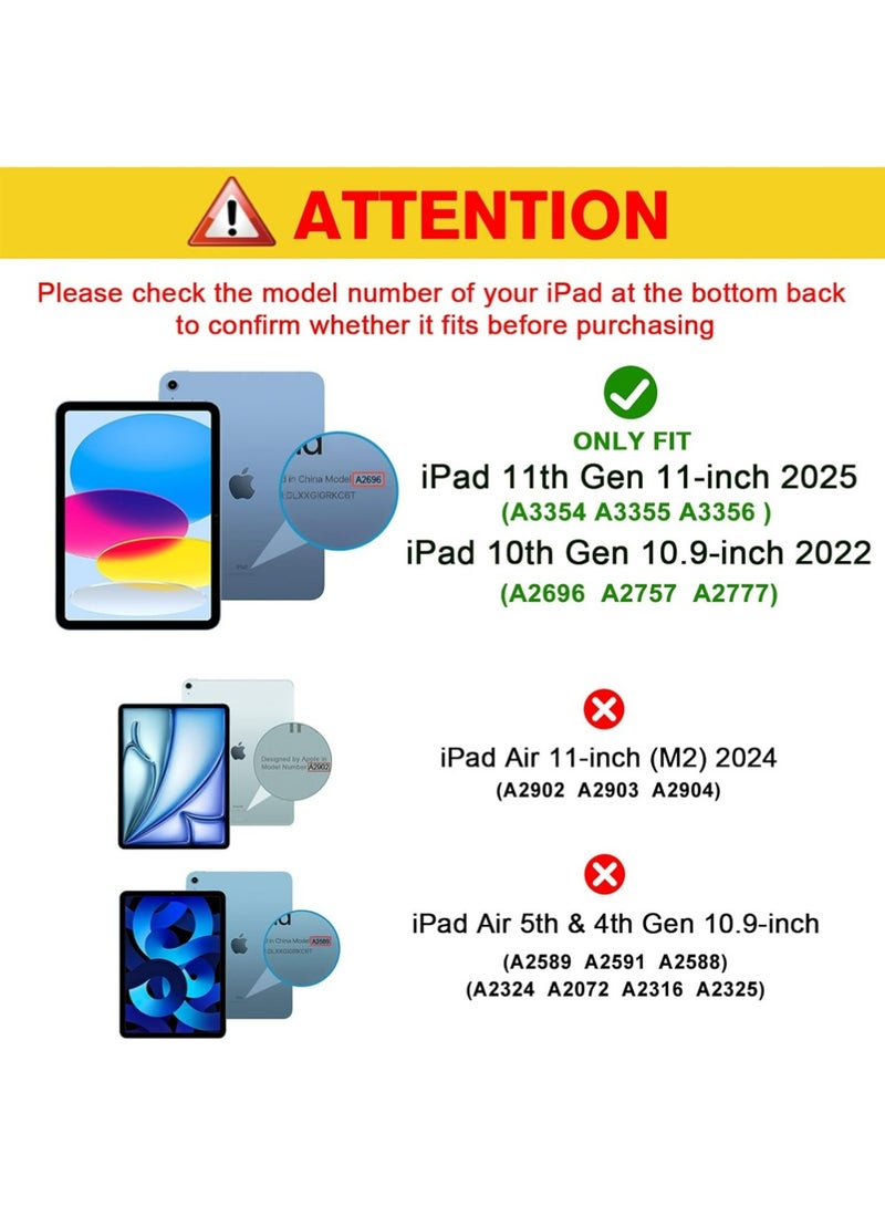 3Pcs Screen Protector for iPad A16 2025 11th/10th 2022 Generation (11-inch/10.9), 2 Clear Tempered Glass Film Guard with 1 Camera Lens Protector -Blue - Image 2